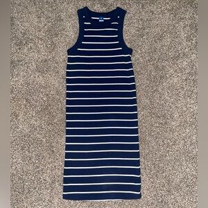 Old Navy White Striped Navy Blue Bodycon Dress